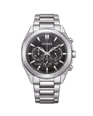 Orologio cronografo da uomo Citizen Modern Classic con cassa 41 mm e bracciale in acciaio con quadrante nero CA4590-81E