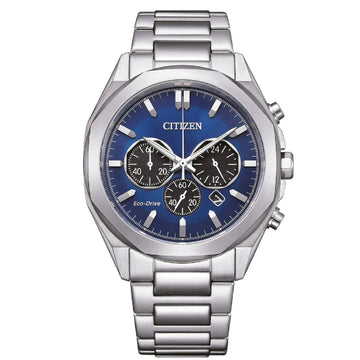 Orologio crono uomo Citizen Modern Classic in acciaio con quadrante blu 41mm CA4590-81L-1