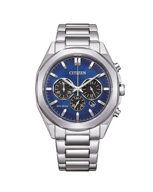 Orologio cronografo da uomo Citizen Modern Classic con cassa 41 mm e bracciale in acciaio con quadrante blu CA4590-81L