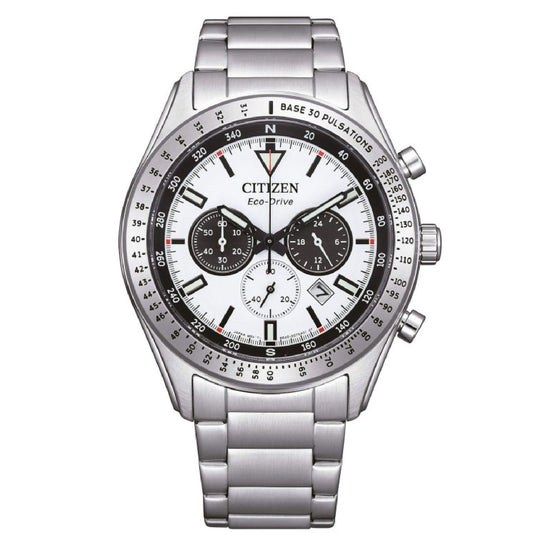 Orologio cronografo uomo Citizen Outdoor in acciaio con quadrante bianco 43mm CA4600-89A-1