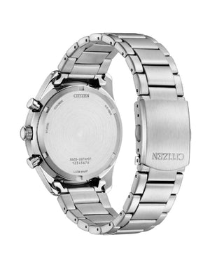 Orologio cronografo da uomo Citizen Outdoor con cassa 43 mm e bracciale in acciaio con quadrante bianco CA4600-89A