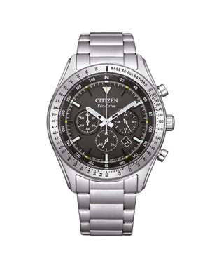 Orologio cronografo da uomo Citizen Outdoor con cassa 43 mm e bracciale in acciaio con quadrante nero CA4600-89E