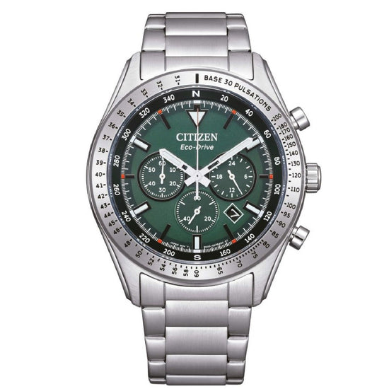 Orologio cronografo uomo Citizen Outdoor in acciaio con quadrante verde 43mm CA4600-89X-1