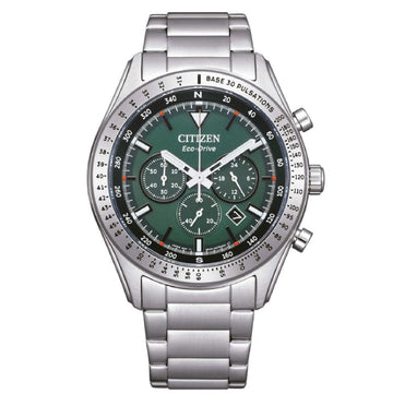 Orologio cronografo uomo Citizen Outdoor in acciaio con quadrante verde 43mm CA4600-89X-1