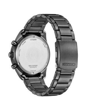 Orologio cronografo da uomo Citizen Outdoor con cassa 43 mm e bracciale in acciaio nero con quadrante turchese CA4605-85L