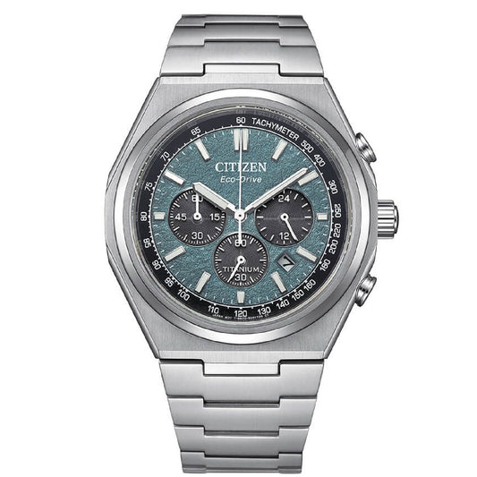 Orologio crono uomo Citizen in titanio quadrante verde 42mm CA4610-85X-1