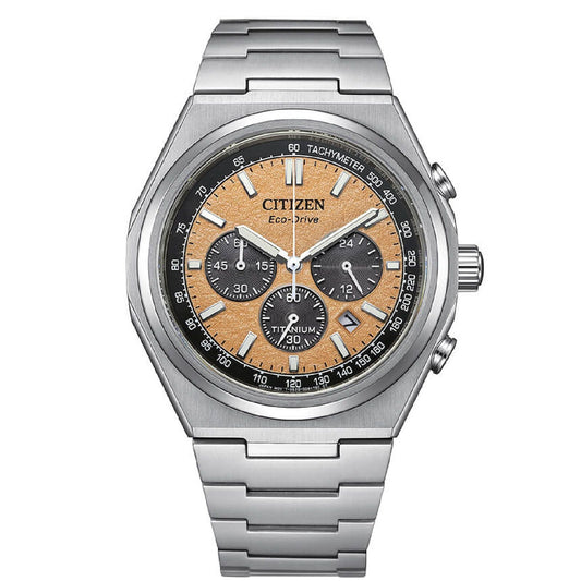 Orologio crono uomo Citizen in titanio quadrante beige 42mm CA4610-85Z-1