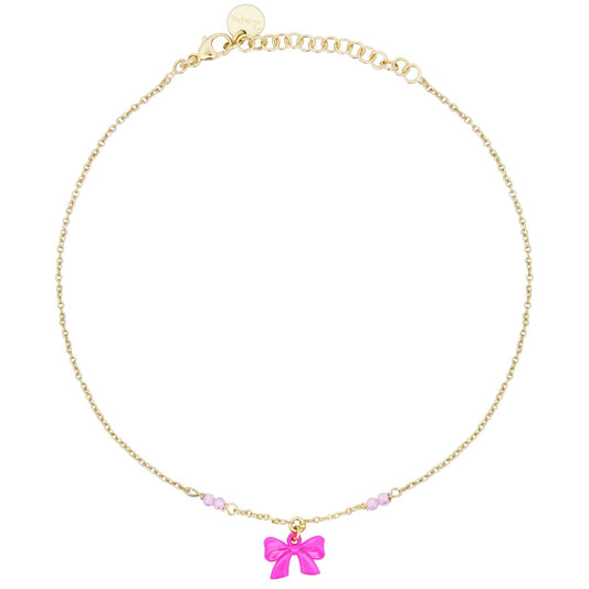 Cavigliera donna Rue Des Mille Candy Bow in argento dorato con fiocco e cristalli CAV-022-M1-V-AU-1