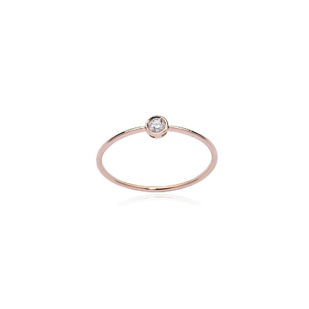 Anello solitario della collezione Burato Solitaire da donna in oro rosa 18kt con diamante di carati 0,05 CB373