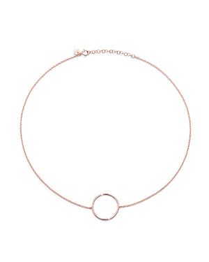 Collana girocollo Burato Linee ed Archi da donna in oro rosa 18kt con un cerchio di diametro 16 mm CB478