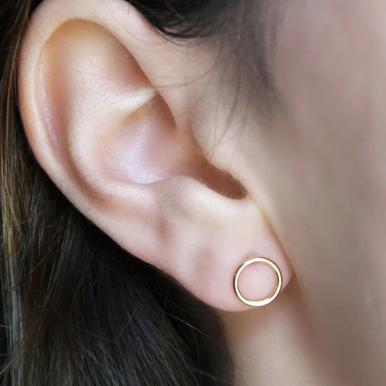 Mono orecchino donna Burato Linee ed Archi oro rosa cerchio 8mm CD228-2