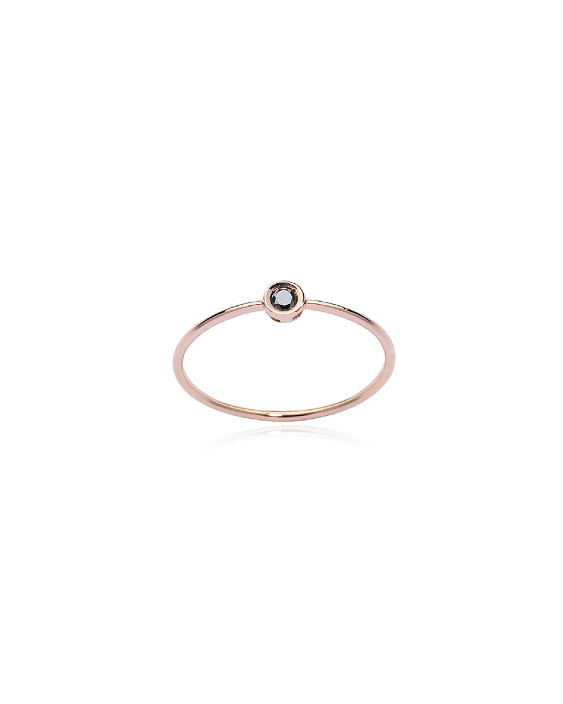 Anello solitario della collezione Burato Solitaire da donna in oro rosa 18kt con diamante nero di carati 0,05 CD266