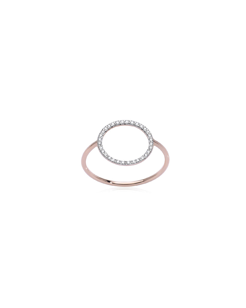 Anello Burato Linee ed Archi da donna in oro rosa 18kt con un cerchio 12 mm e diamanti bianchi di 0,16ct CH930