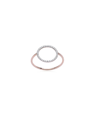 Anello Burato Linee ed Archi da donna in oro rosa 18kt con un cerchio 12 mm e diamanti bianchi di 0,16ct CH930