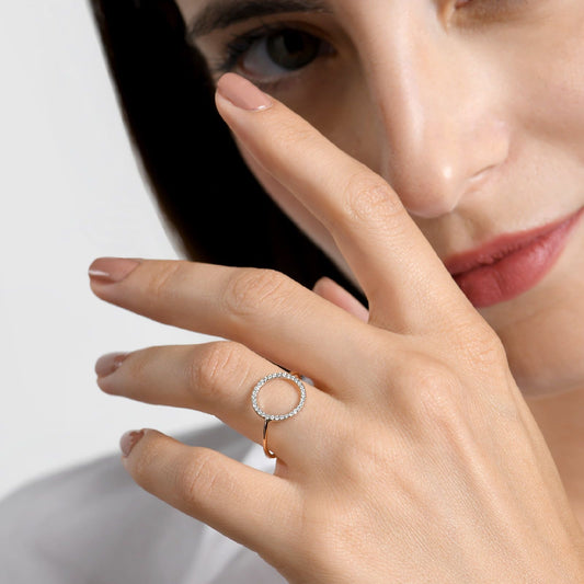 Anello Burato Linee ed Archi donna oro rosa cerchio e diamanti 0,16ct CH930-2
