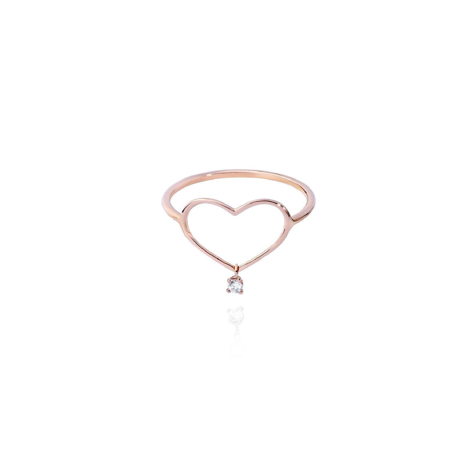 Anello solitario donna Burato Con Amore oro rosa cuore diamante 0,02ct CI695-1