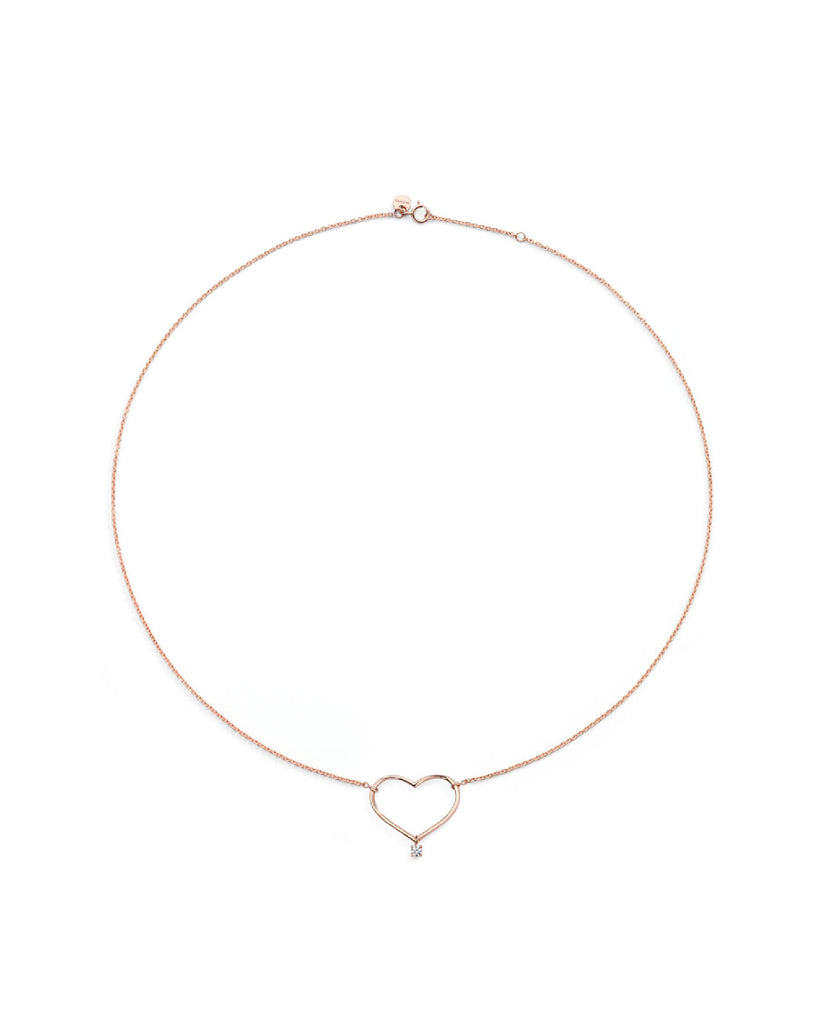 Collana girocollo Burato Con Amore da donna con un cuore 20x15 mm in oro rosa 18kt e diamante 0,03ct CI701