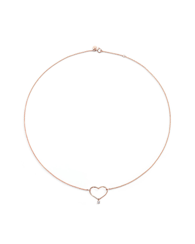 Collana girocollo Burato Con Amore da donna con un cuore 16x12 mm in oro rosa 18kt e diamante 0,03ct CI702