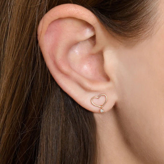 Mono orecchino Con Amore donna in oro rosa con cuore e diamante 0,02ct CI703-2