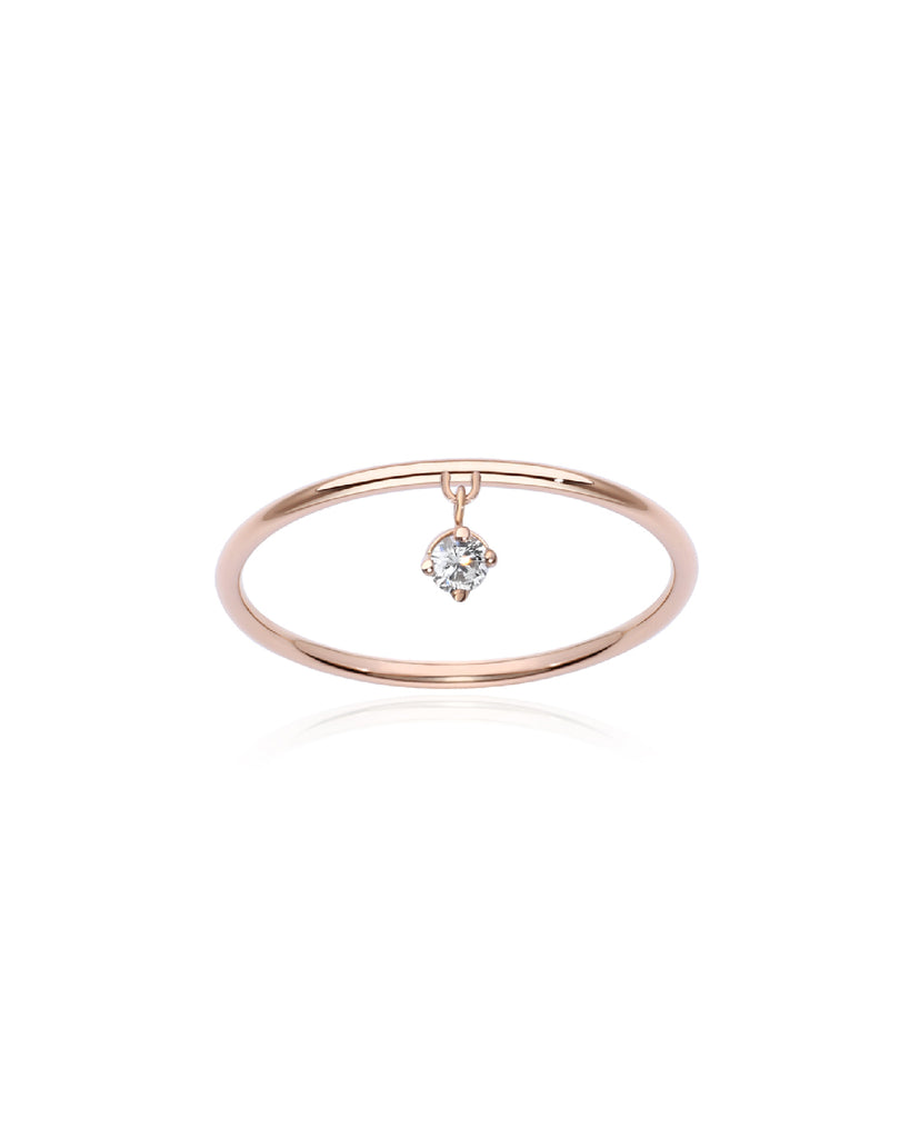 Anello solitario della collezione Burato Solitaire da donna in oro rosa 18kt con ciondolo di diamante bianco di 0,05ct CL443