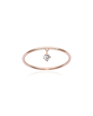 Anello solitario della collezione Burato Solitaire da donna in oro rosa 18kt con ciondolo di diamante bianco di 0,05ct CL443