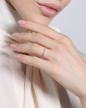 Anello veretta da donna della collezione Burato Solitaire in oro rosa 18kt con 7 diamanti bianchi di 0,14ct CL445