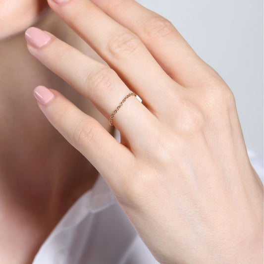Anello Burato Linee ed Archi donna oro rosa a maglie strette CL450-2