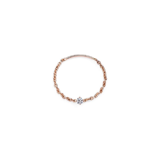 Anello solitario Burato Solitaire donna oro rosa catena morbida diamante 0,05ct CL451-1