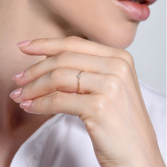 Anello solitario Burato Solitaire donna oro rosa catena morbida diamante 0,05ct CL451-2