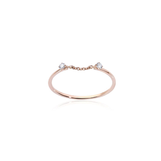 Anello con catena Burato Solitaire donna oro rosa e diamanti 0,06ct CL453-1