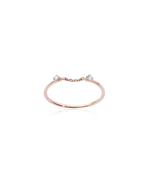 Anello con catena Burato Solitaire da donna in oro rosa 18kt con due diamanti di 0,06ct  CL453