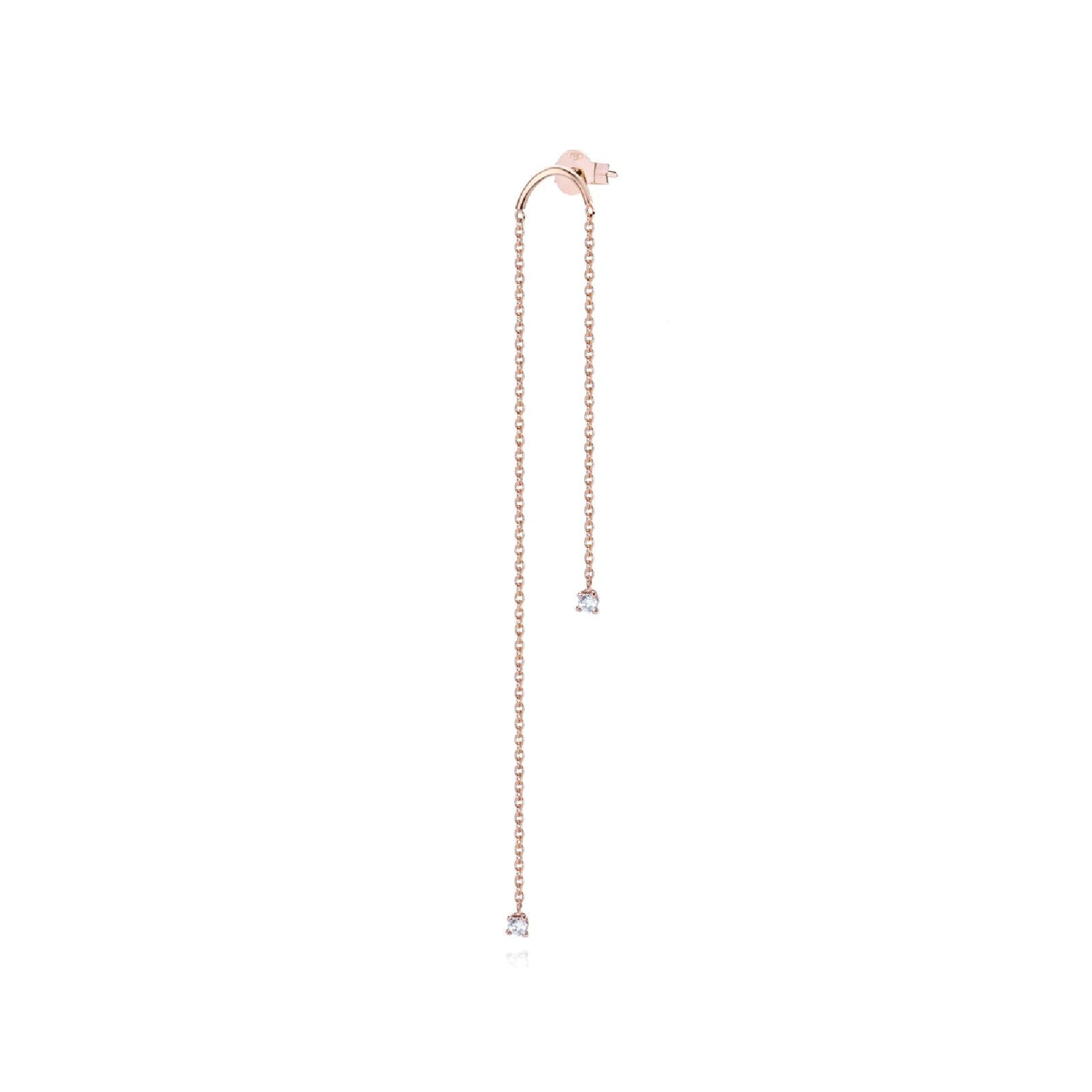 Mono orecchino destro pendente Burato Solitaire donna oro rosa diamanti 0,04ct CL468-1