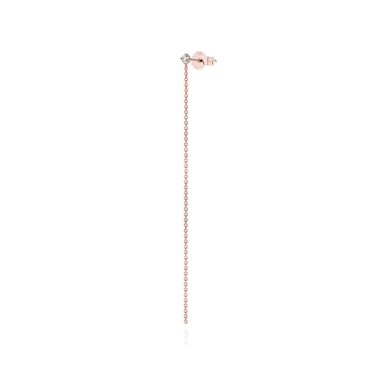 Mono orecchino pendente Burato Solitaire donna oro rosa catena diamante 0,05ct CL475-1