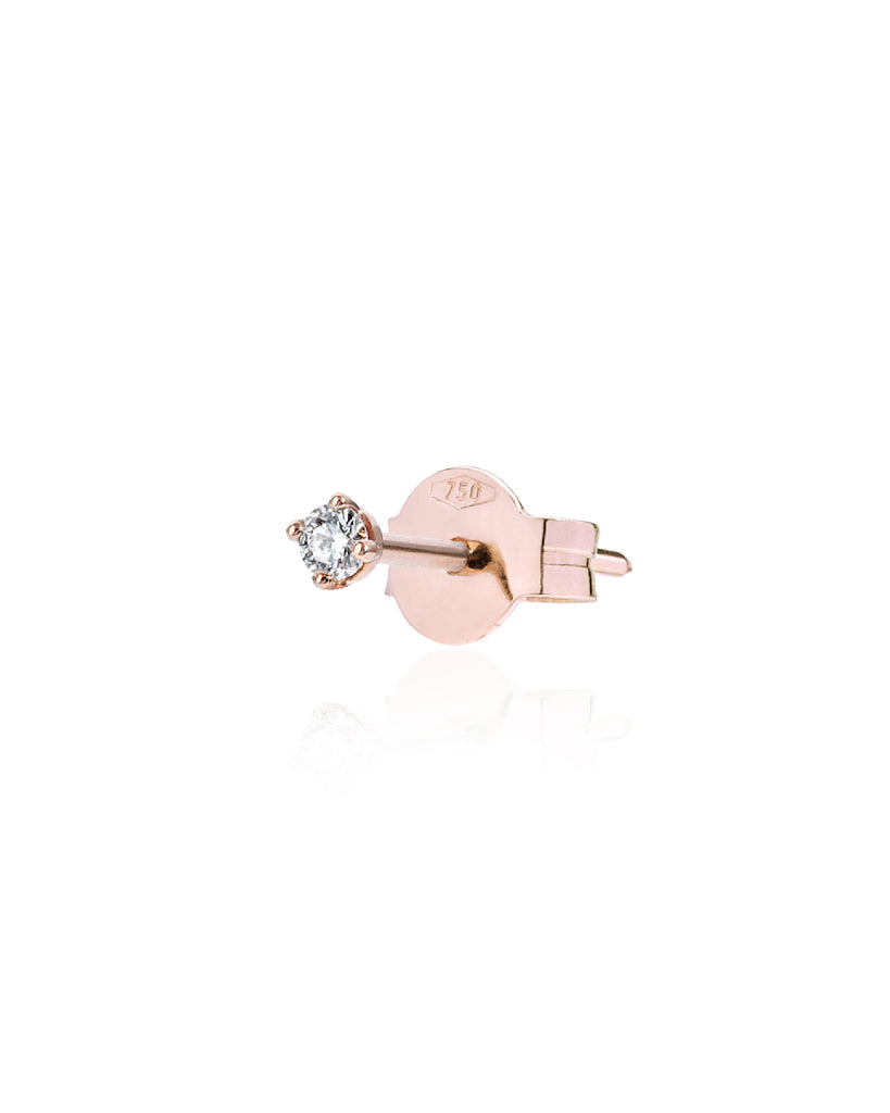 Mono orecchino punto luce Burato Solitaire da donna in oro rosa 18kt con diamante di 0,03ct CL976