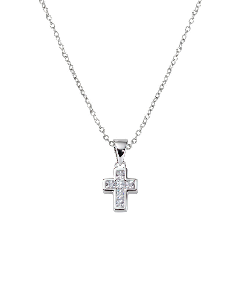 Collana girocollo da donna della collezione Amen Sacro in argento 925 con ciondolo a croce con zirconi bianchi CLCCBBZ3