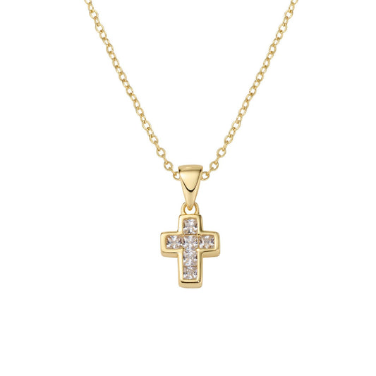 Collana donna Amen Sacro in argento dorato con croce di zirconi bianchi CLCCGBZ3-1