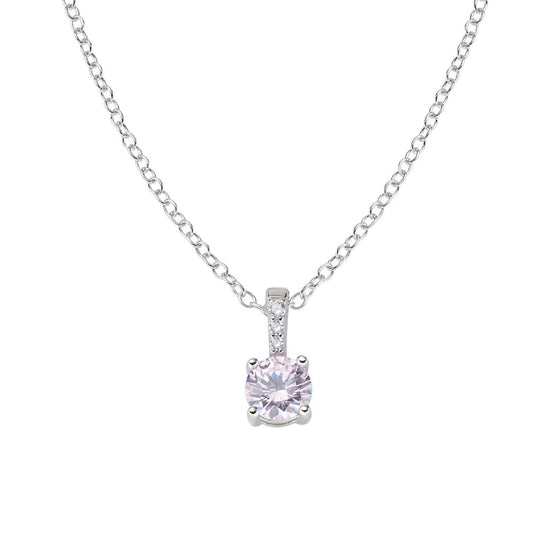 Collana girocollo Amen Lady donna in argento rodiato con zircone rosa CLCIPBBROZ-1