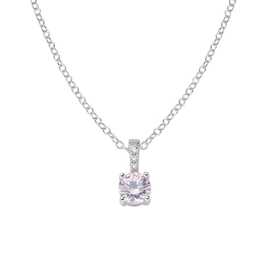 Collana girocollo Amen Lady donna in argento rodiato con zircone rosa CLCIPBBROZ-1