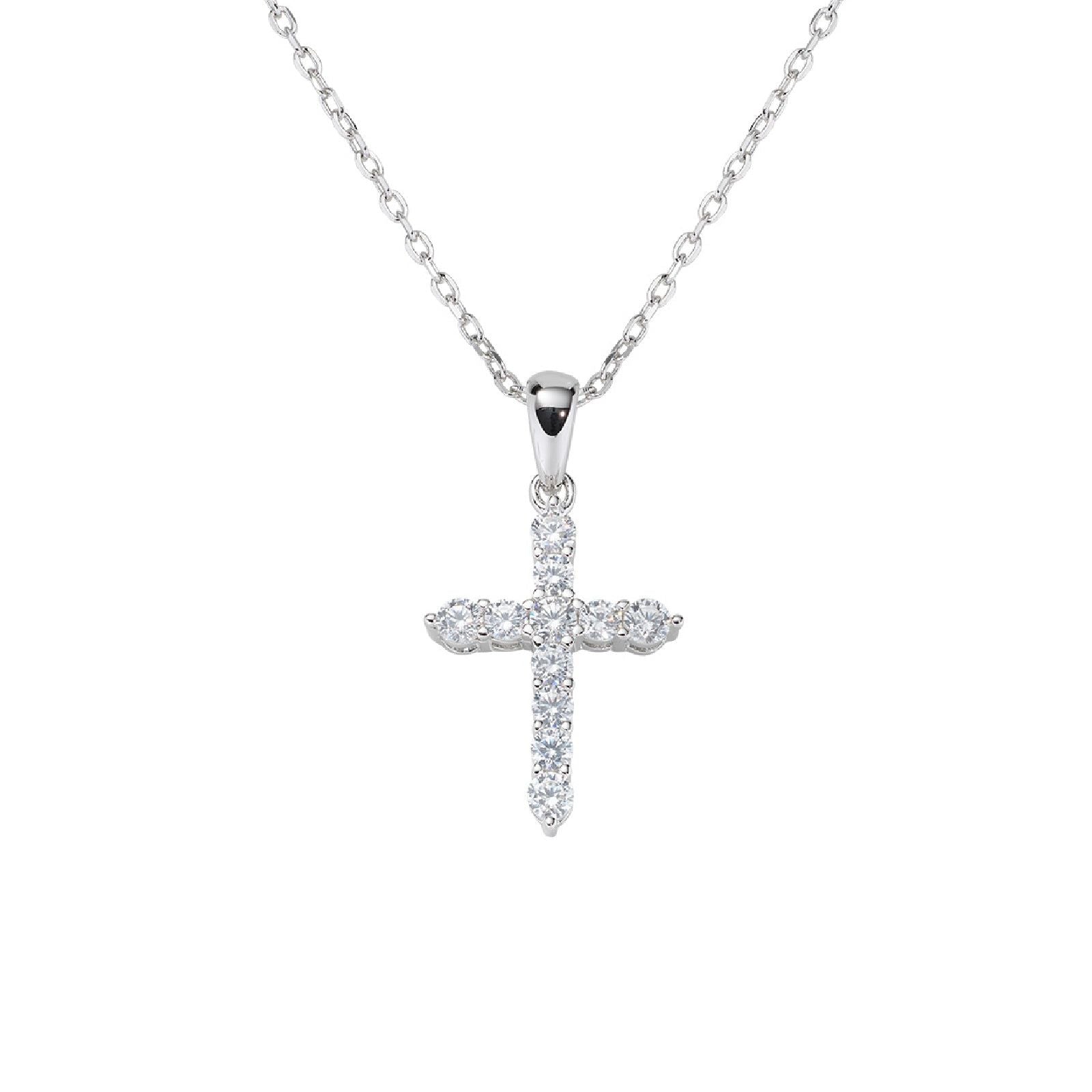 Collana donna Amen Sacro in argento con croce grande di zirconi bianchi CLCRBBZ3-1