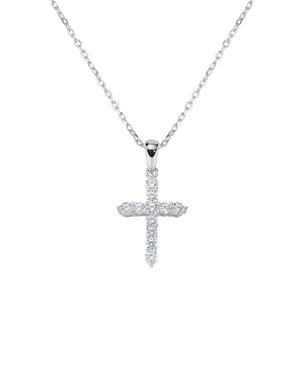 Collana girocollo da donna della collezione Amen Sacro in argento 925 con ciondolo a croce grande con zirconi bianchi CLCRBBZ3