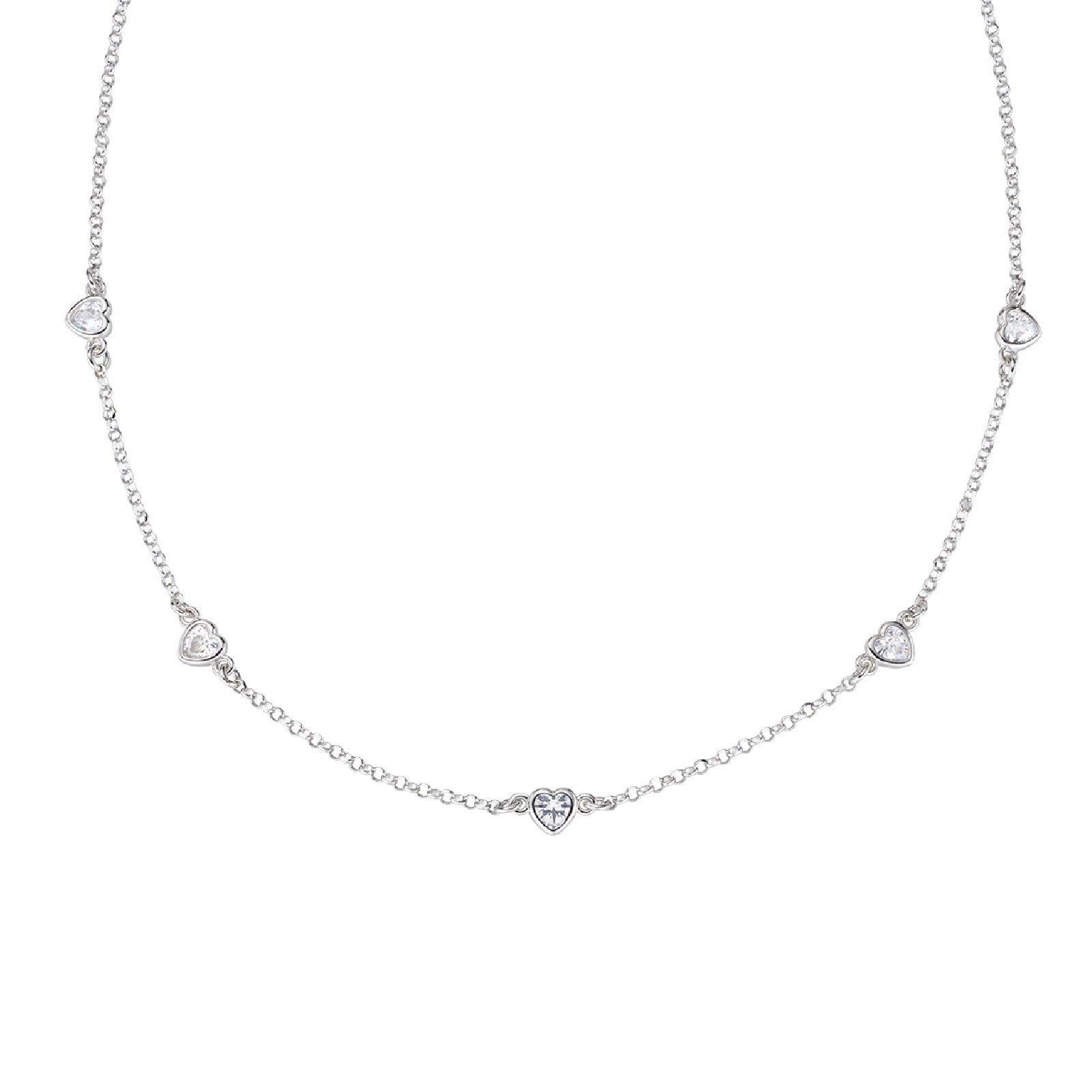 Collana donna Amen Amore in argento con 5 zirconi bianchi a cuore CLCUSEBBZ-1