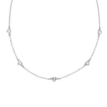Collana donna Amen Amore in argento con 5 zirconi bianchi a cuore CLCUSEBBZ-1