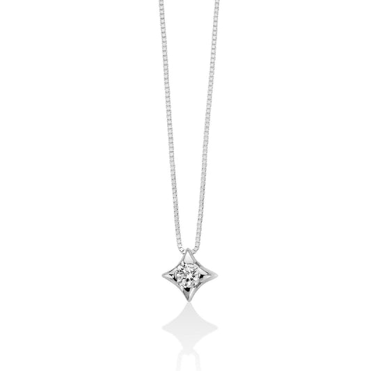 Collana donna Miluna Collier Punto Luce in oro bianco con diamante di 0,10 ct CLD2937-010G7-1
