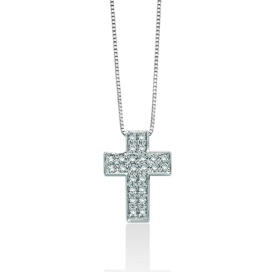 Collana donna Miluna Croci in oro bianco con croce di diamanti di 0,078 ct CLD3990-1