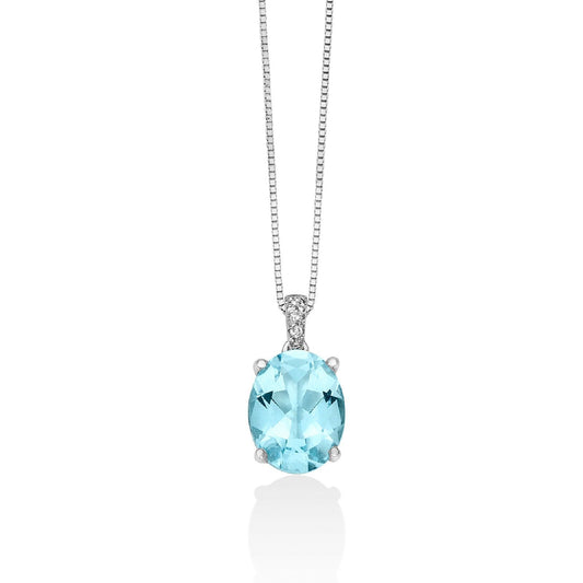 Collana donna Miluna Gemma del Cielo oro bianco diamanti 0,013 ct topazio 2,23 ct CLD4068-1