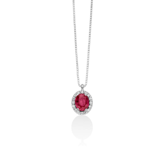 Collana donna Miluna Gemme oro bianco diamanti 0,064ct e rubino 0,43ct CLD4095-1