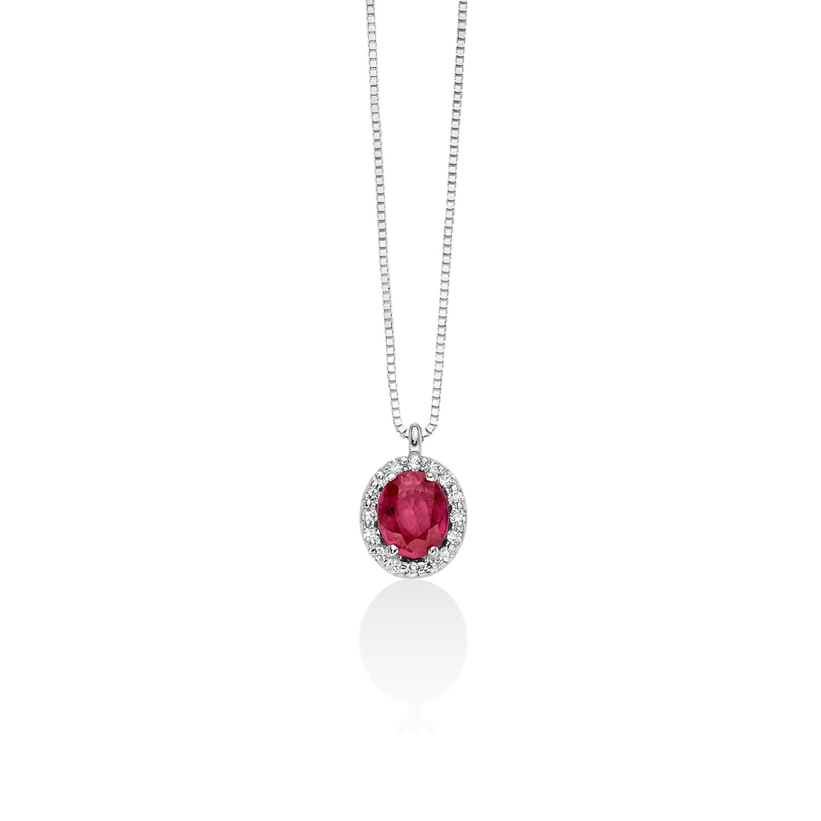 Collana donna Miluna Gemme oro bianco diamanti 0,064ct e rubino 0,43ct CLD4095-1