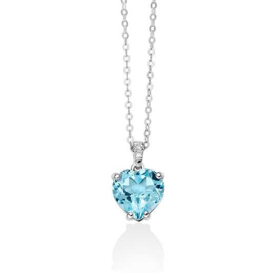 Collana donna Miluna Gemma del Cielo oro bianco diamanti 0,008ct topazio cuore 2,2ct CLD4109-1
