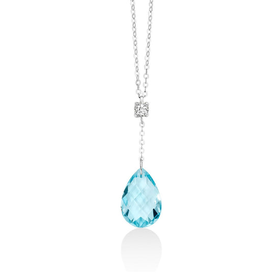Collana donna Miluna Gemma del Cielo oro bianco topazio bianco 0,13ct azzurro 3,3ct CLD4217-1