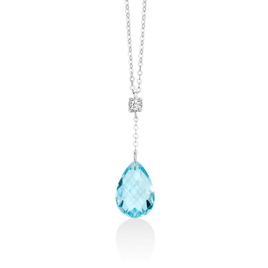 Collana donna Miluna Gemma del Cielo oro bianco topazio bianco 0,13ct azzurro 3,3ct CLD4217-1